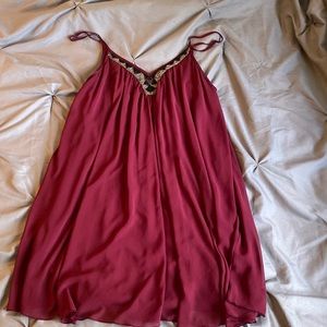 Express beaded maroon spaghetti strap dress